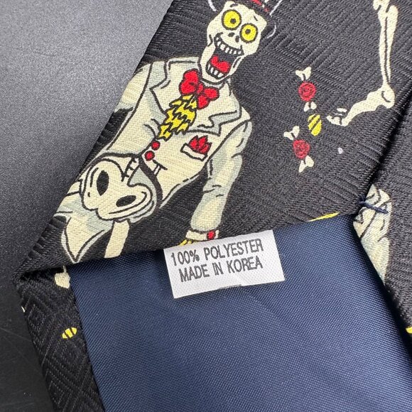 Vintage Halloween Tie Skeleton Pumpkins Necktie 90s Korea Jack O Lantern Kitsch - Picture 4 of 6